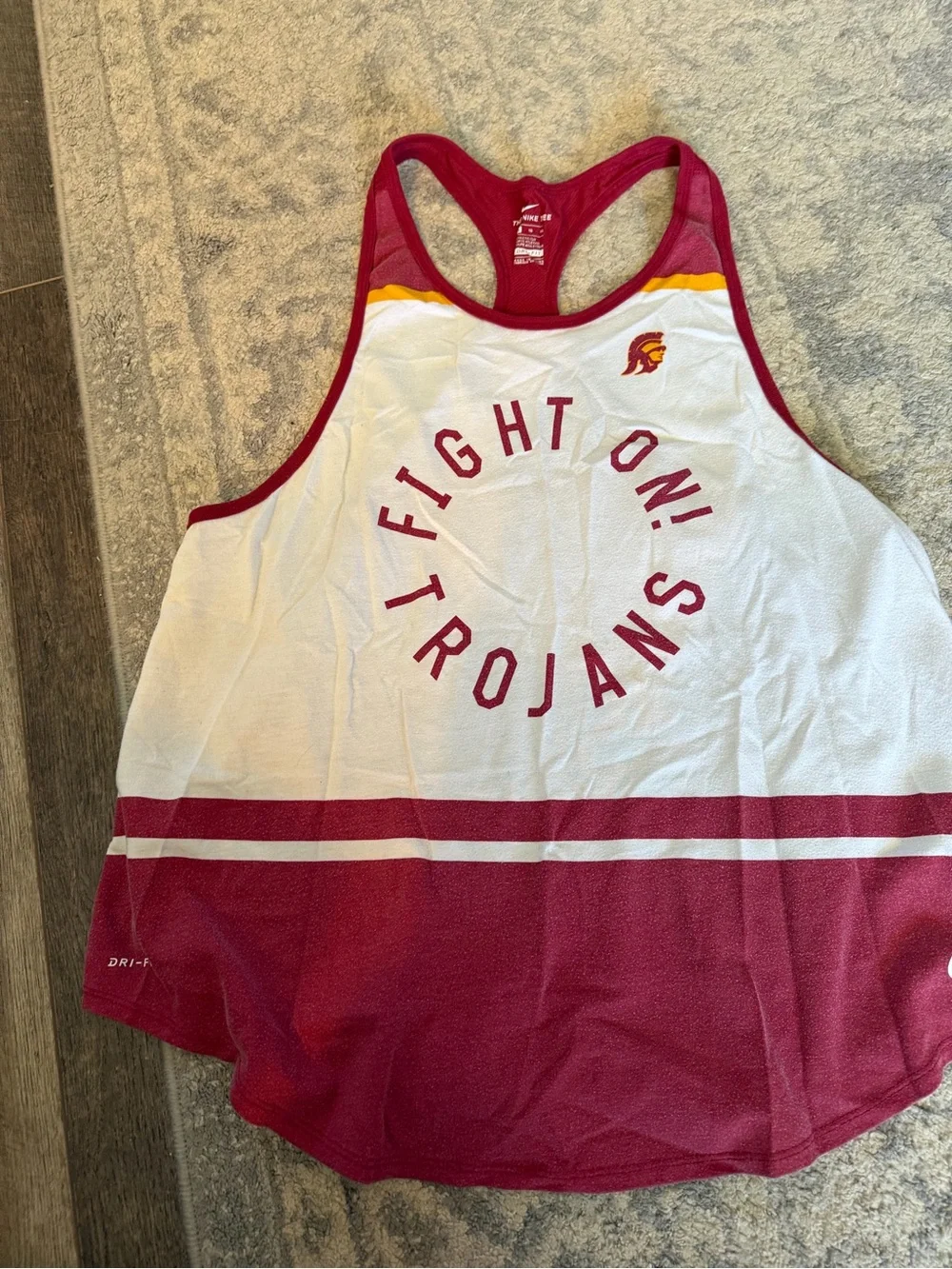 Nike White & Cardinal Racerback Tank with Dri-FIT Logo USC Trojans